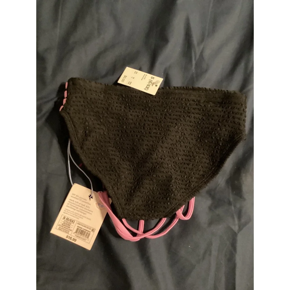 More Than‎ Magic Girls Bikini Set Black Pink Smocked UPF 50+ Size S 6/6X